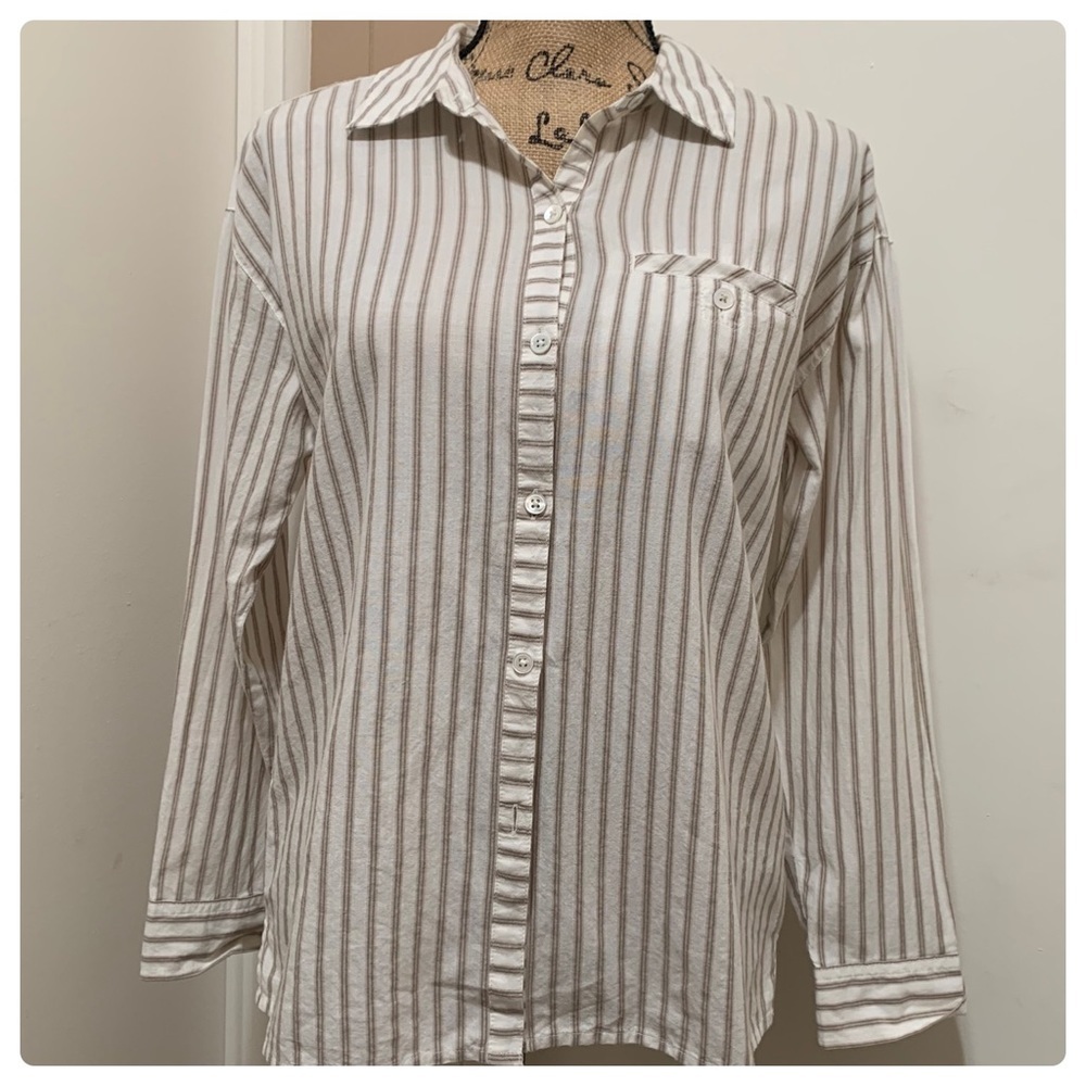J. Jill Long Sleeve Cotton Button Down Shirt XS